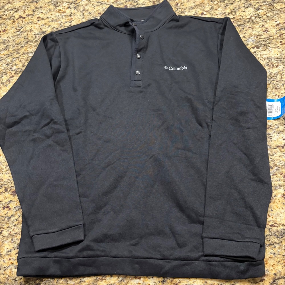 NEW Columbia Mens Hart Mountain Half Snap Sweatshirt Black Large L ws